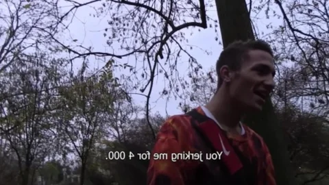 A very delicious sporty chap jerks off in the park