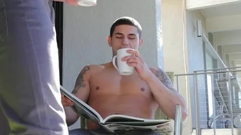 GayRoom: Jimmy Clay bends to get fucked in the balcony