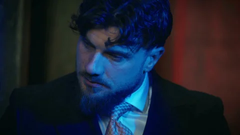 His tie loosens as he takes deep throat