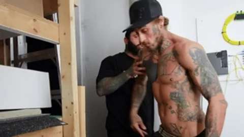 Bromo - Hairy and pierced Markus Kage blowjob cum indoor