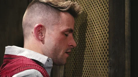 Raw anal pounding in the church bathroom