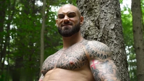 HotAFmen: Brown-Eyed Beast Takes on Tree Trunks