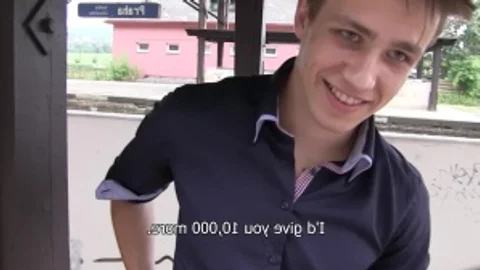 kinky boy from Prague blows weenie at train station