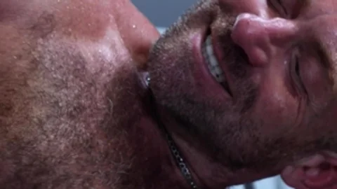 Extra Big Dicks: Hairy Cesar Rossi raw throat fuck cum on face