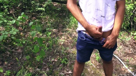 nasty man with dyed hair gets banged outdoors