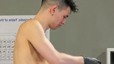 Fisting Central: Straight guy jerking big cock in classroom