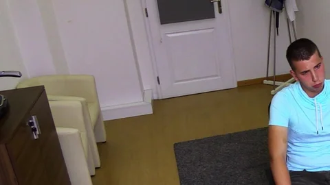 Goofy-faced man enjoying CBT during POV butthole